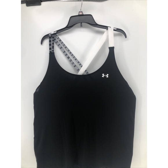 Under Armour Women Black Polyester Athletic Tank Top Size 2X  Cross Over Back - Picture 1 of 11